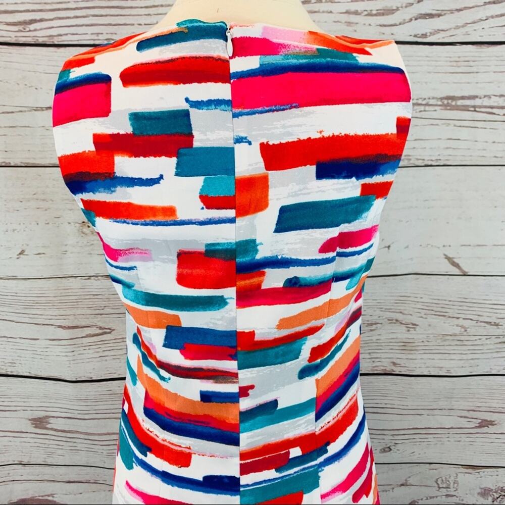 Agb Multicolored Brush Stroke Pattern Sheath Dress - image 5